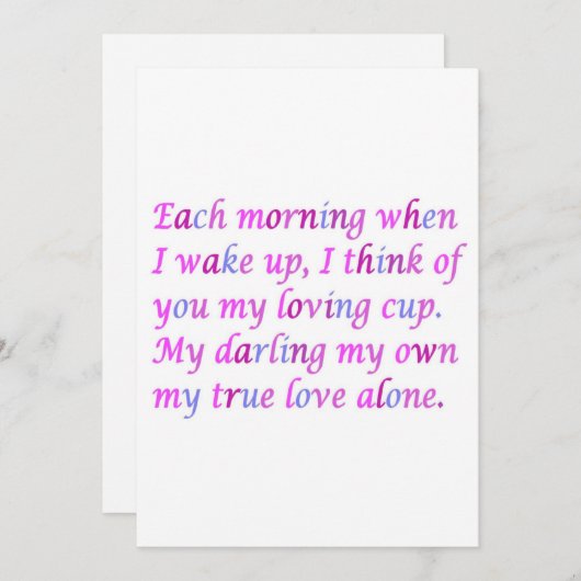 Romantisches Gedicht für Ihre wahre Liebe gemischt (Vorne/Hinten)