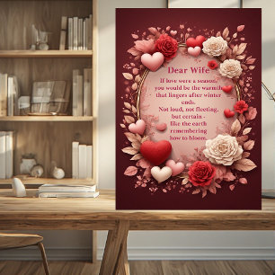 Romantisches Gedicht Paare Rote Rosen Herzen Vinta Fotoplatte