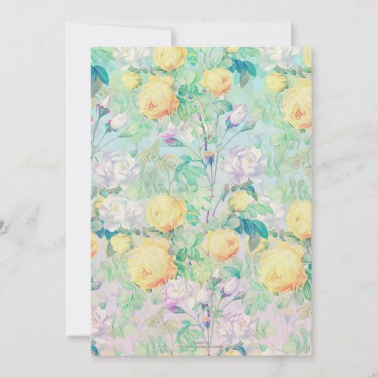 Romantisches Gelbweißrosen Blumendesign Einladung (Rückseite)
