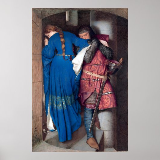 Romantisches Gemälde Das Treffen auf der Turmtrepp Poster (Vorne)