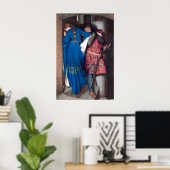 Romantisches Gemälde Das Treffen auf der Turmtrepp Poster (Heimbüro)