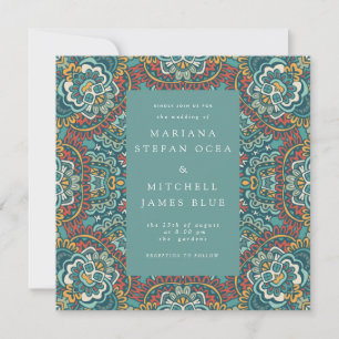 Romantisches geometrisches Mandala sanft blau grau Einladung