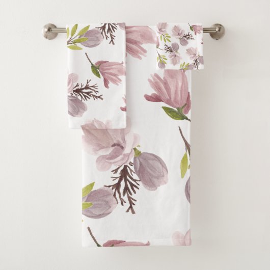 Romantisches Geschenk für ihre Aquarellmuster-Blum Badhandtuch Set (Insitu)