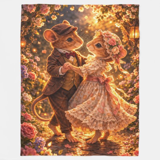 Romantisches Geschenk Tanzendes Paar Laternenlicht Fleecedecke (Vorderseite)
