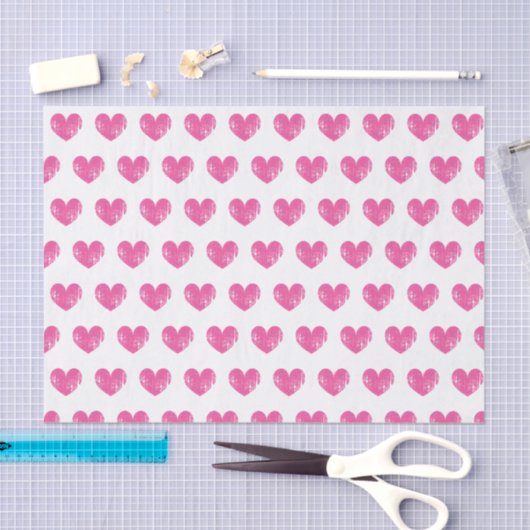 Romantisches Gewebepapier mit Vintag rosa Herzen Seidenpapier (Handwerk)