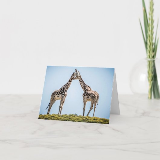 Romantisches Giraffe Couple-Portrait Karte (Vorderseite)