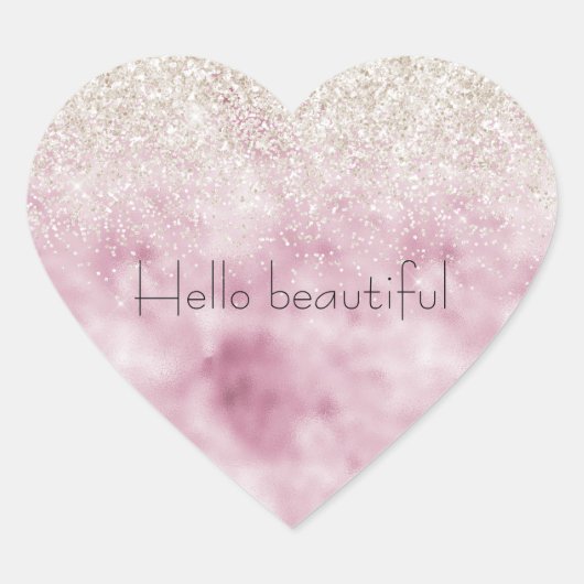 Romantisches Glam Pink Weißer Glitzer Sparkone Herz-Aufkleber (Vorderseite)