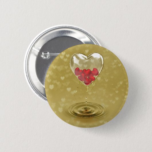 Romantisches Glasherzendesign Button (Vorne & Hinten)