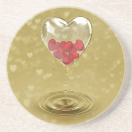 Romantisches Glasherzendesign Getränkeuntersetzer