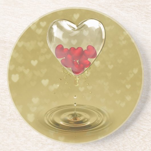 Romantisches Glasherzendesign Getränkeuntersetzer (Vorne)