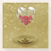 Romantisches Glasherzendesign Glasuntersetzer (Vorderseite)