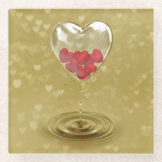 Romantisches Glasherzendesign Glasuntersetzer (Vorderseite)