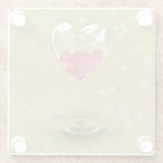 Romantisches Glasherzendesign Glasuntersetzer (Rückseite)