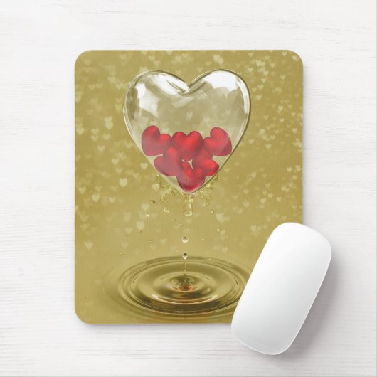 Romantisches Glasherzendesign Mousepad (Mit Mouse)
