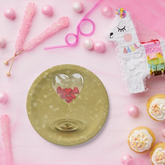 Romantisches Glasherzendesign Pappteller (Party)