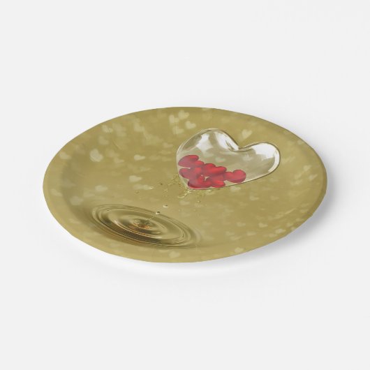 Romantisches Glasherzendesign Pappteller (Schrägansicht)