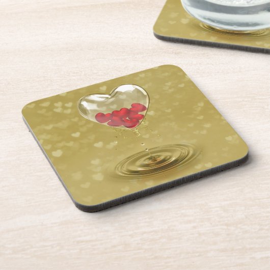 Romantisches Glasherzendesign Untersetzer (Linke Seite)