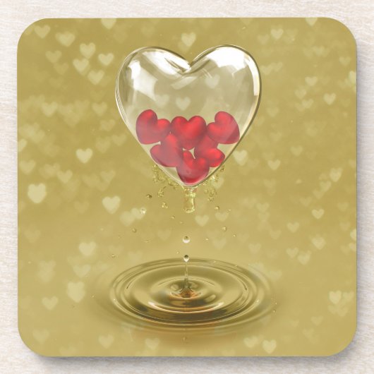 Romantisches Glasherzendesign Untersetzer (Vorderseite)