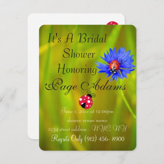 Romantisches Glück Ladybug Brautparty Destiny Einladung (Vorne/Hinten)