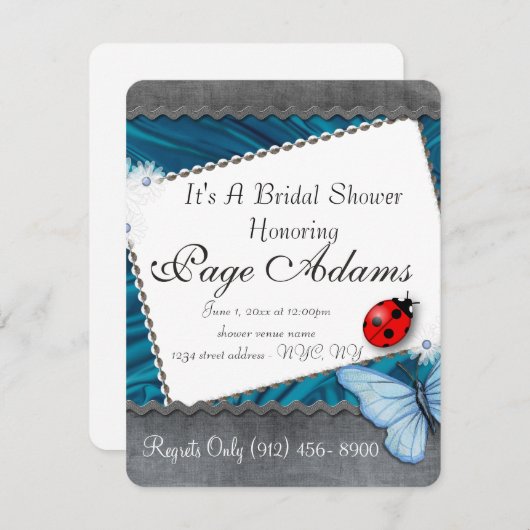 Romantisches Glückmarienkäfer Brautparty-Schicksal Einladung (Vorne/Hinten)