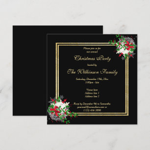 Romantisches Gold & Black, Corner Dec's Weihnachte Einladung