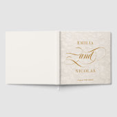 Romantisches Gold-Blumenmuster-Hochzeit Gästebuch (Voll)