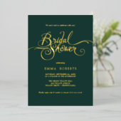 Romantisches Gold Foil & Emerald Brautparty Folieneinladung (Stehend vorne)