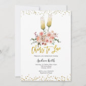 Romantisches Gold jubelt Liebe Brautparty Einladung (Vorderseite)