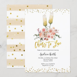 Romantisches Gold jubelt Liebe Brautparty Einladung