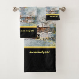 Romantisches Gold mit antikem nautischen Leuchttur Badhandtuch Set