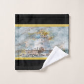 Romantisches Gold mit antikem nautischen Leuchttur Badhandtuch Set (Waschlappen)