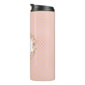 Romantisches Gold punktierter Rosen-mit Monogramm Thermosbecher (Nach rechts gedreht)