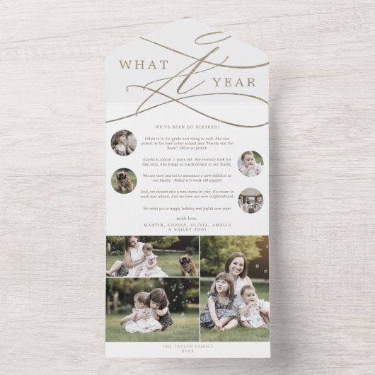 Romantisches Gold - Was für ein Jahr - Multi-Foto- All In One Einladung (Innen Boden)