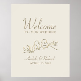 Romantisches Gold Wedding Welcome Poster