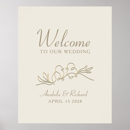 Romantisches Gold Wedding Welcome Poster (Vorne)