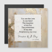 Romantisches Gold White Roses Forever Gedicht Magnetkarte (Vorne/Hinten)