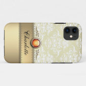 Romantisches goldenes Damast-Muster personalizable Case-Mate iPhone Hülle (Rückseite (Horizontal))