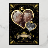 Romantisches Goldenes Jubiläum Party Dann & Jetzt  Folieneinladung (Vorderseite)