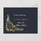 Romantisches goldfarbenes blaues Brautparty R Einladungspostkarte (Vorderseite)