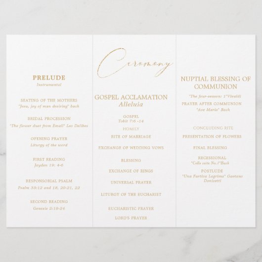 Romantisches Goldkalligrafie-Hochzeitsprogramm (Rückseite)