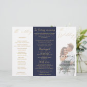 Romantisches Goldkalligrafie-Hochzeitsprogramm (Stehend Vorderseite)