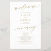 Romantisches Goldtypografie-Hochzeitsprogramm Flyer (Vorne)