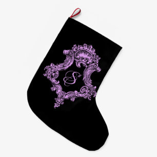 Romantisches Goth-Pink-Monogramm Großer Weihnachtsstrumpf