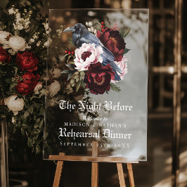 Romantisches Gothic Raven Wedding Probe Dinner Acrylschild