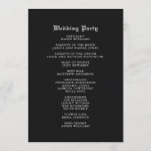 Romantisches Gotisches Hochzeitsprogramm für Wasse Programm (Rückseite)