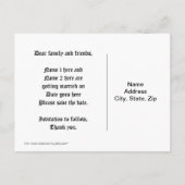 Romantisches gotisches mittelalterliches rotes Her Ankündigungspostkarte (Rückseite)