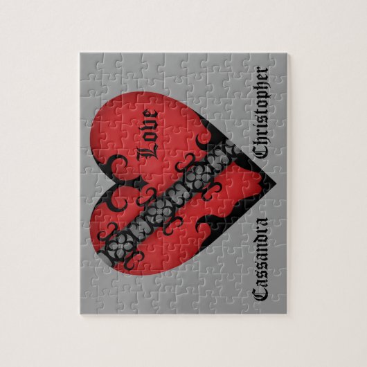 Romantisches gotisches mittelalterliches rotes Her Puzzle (Vertikal)