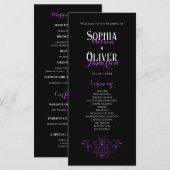 Romantisches gotisches Schwarz-Lila Hochzeitsprogr (Vorne/Hinten)
