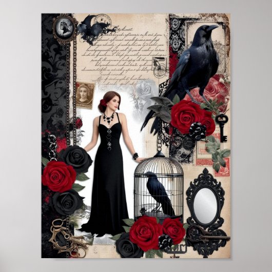 Romantisches Gotisches Vintages Elegantes Poster (Vorne)