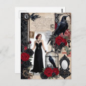 Romantisches Gotisches Vintages Elegantes Postkarte (Vorne/Hinten)